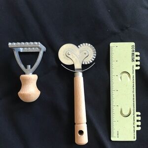 Inox  Wood and Metal Pastry Wheel & Crimper Set - Natural Wood and Silver